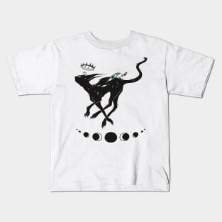 Cute Black Cat Running Kids T-Shirt